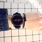 Retro casual simple blue glass lovers watch