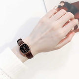 Simple leather square watch